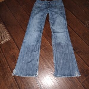 American Eagle Outfitters Blue Flare Low Rise Waist Jeans 6 Long